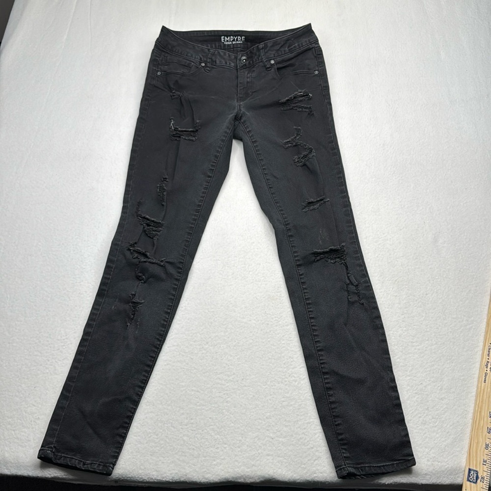 Empyre Women's Black Tessa Skinny Pants Size 5 stretch denim jeans distressed